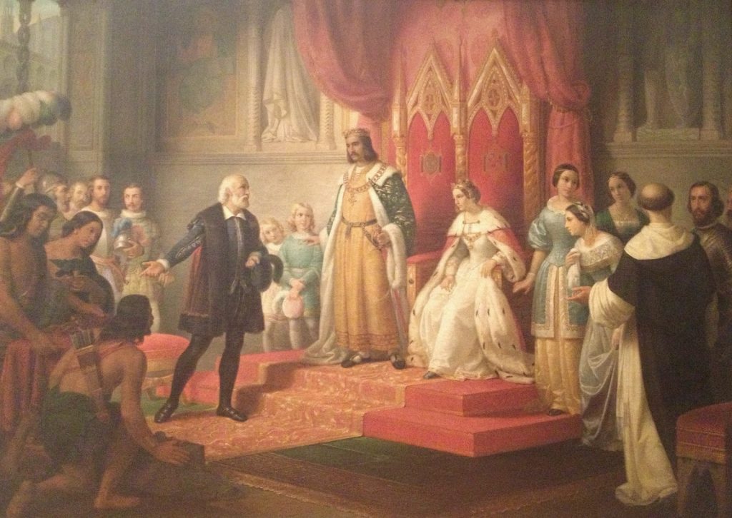 Cristobal Colon en la corte de los Reyes Catolicos by Juan Cordero 1850 - El sentido espiritual del descubrimiento de América